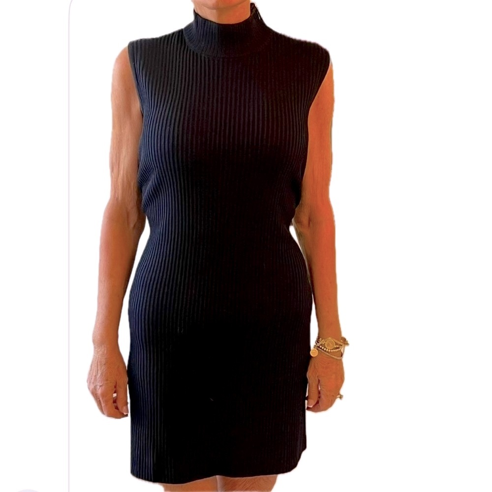 ST. JOHN SPORT Black Ribbed Sleeveless Dress L